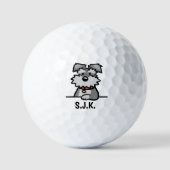 Balles De Golf Cute Chien Grey Schnauzer Nom personnalisé (Recto)