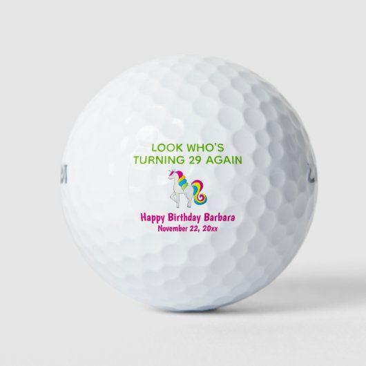 Balles De Golf Cute Funny Unicorn Anniversaire (Devant)