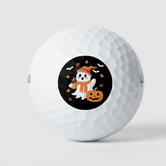 Balles De Golf Cute Ghost Boire Café de glace Halloween (Devant)