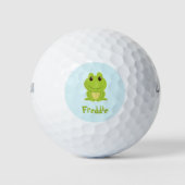 Balles De Golf Cute grenouille verte sur bleu (Devant)