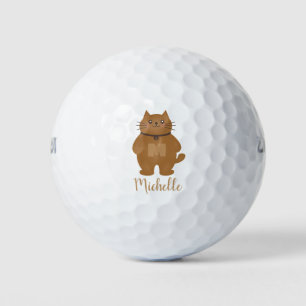Balles De Golf Cute Kawaii Kitty Chat Lover Whimsical Monogramme
