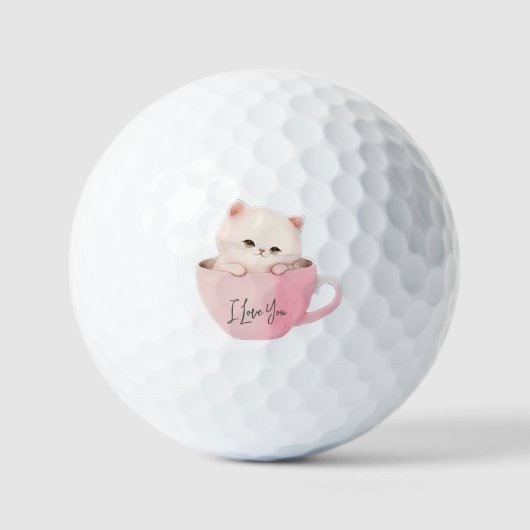 Balles De Golf Cute Kitten dans une Tea up (Recto)