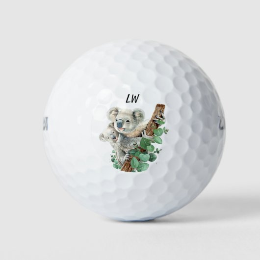 Balles De Golf Cute Koala Australian Oear Animal Art Monogramme A (Devant)
