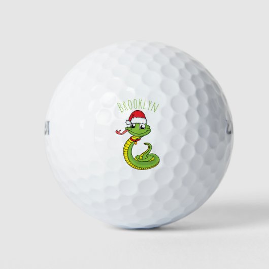 Balles De Golf Cute serpent vert avec chapeau santa dessin animé (Devant)
