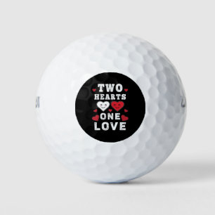 Balles De Golf Cute Two Hearts One Love Anniversaire Saint-Valent