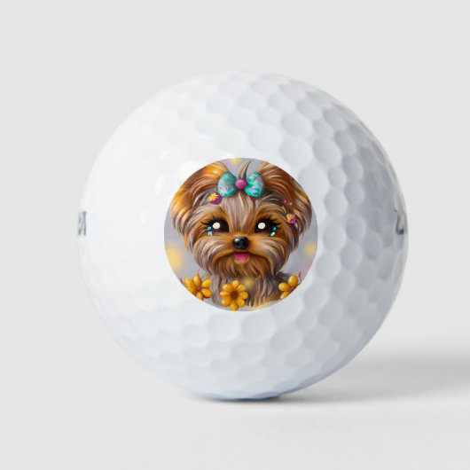 Balles De Golf Cute Yorkie Kawaii Puppy (Devant)