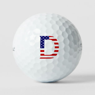 Balles De Golf D Monogramme superposé sur USA Drapeau tpv1 gbcnt