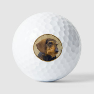 Balles De Golf Dachshund (À poils durs) Peinture Chien Art origin