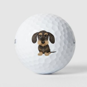 Balles De Golf Dachshund À poils durs  Teckel de chien en caricat