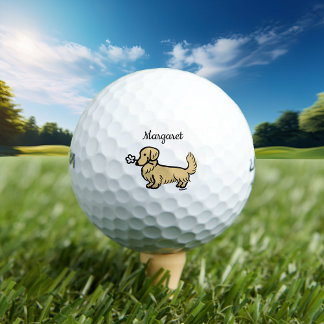 Balles De Golf Dachshund à poils longs crème personnalisé