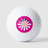 Balles De Golf Daisy flower pink background (Recto)