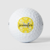 Balles De Golf Damask Floral Personnalisé Monogramme Nom Couleur (Devant)