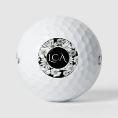Balles De Golf Dames monogrammes noir et blanc (Devant)