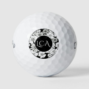 Balles De Golf Dames monogrammes noir et blanc