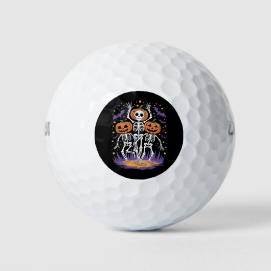 Balles De Golf Dancing Skeleton Halloween Citrouille (Devant)