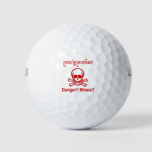 Balles De Golf Danger ! ! Les mines ! ! SYMBOLE ☠ Cambodgien Khme
