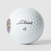 Balles De Golf Dentelle monogramme fleurs de printemps rose et ja (Logo)