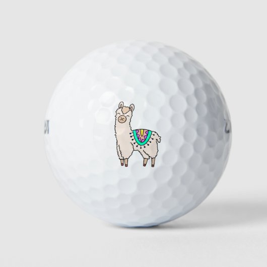 Balles De Golf dessin animé de llama alpaga souriant (Devant)