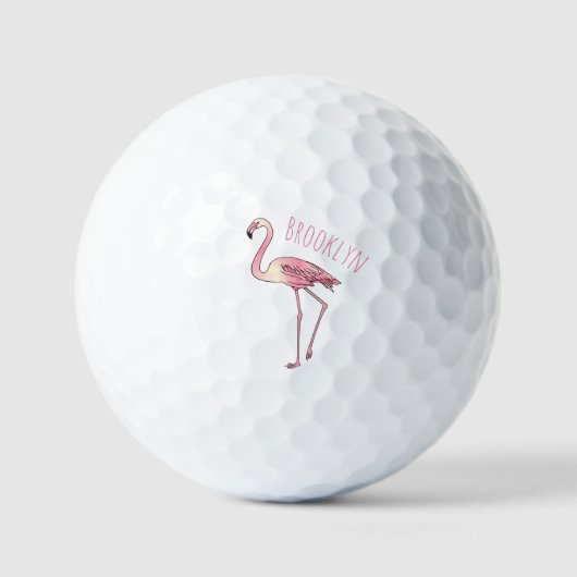 Balles De Golf dessin animé d'oiseau Flamant rose (Recto)