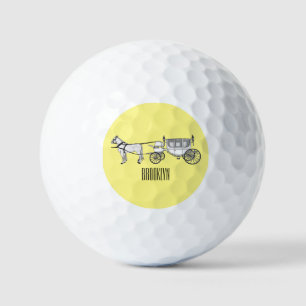 Balles De Golf dessin animé mariage cheval & calèche