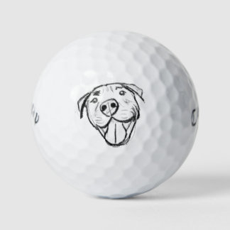 Balles De Golf dessin de bulle simple amoureux de les chiens noir