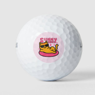 Balles De Golf Dessin de chat froid sur flotatie au soleil humeur
