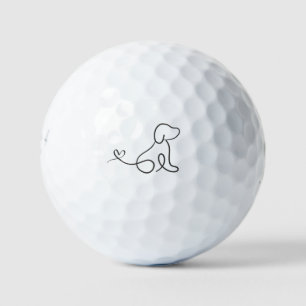 Balles De Golf Dessin de chien en forme de cœur pour les amoureux