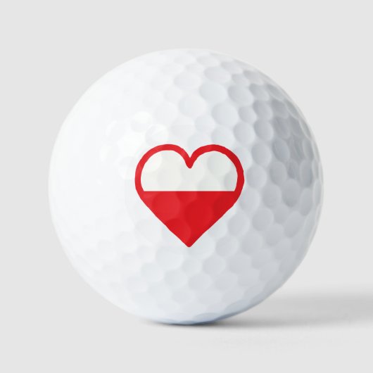 Balles De Golf Dessin de coeur du drapeau de la Pologne (Recto)