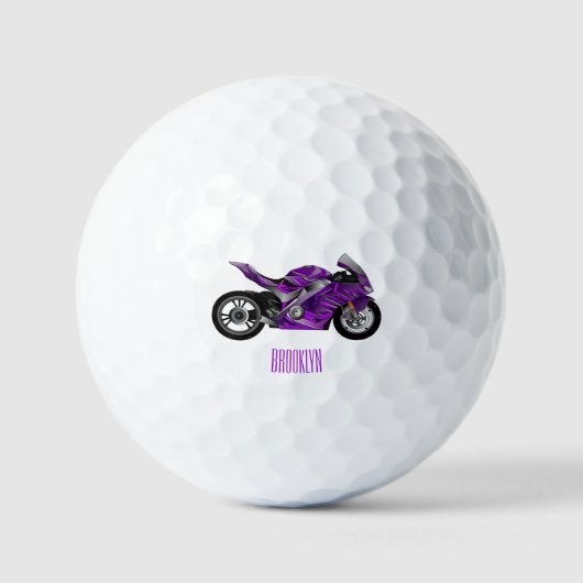 Balles De Golf Dessin de moto de sport violet (Recto)