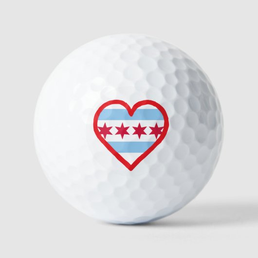 Balles De Golf Dessin du drapeau et du cœur de Chicago (Recto)