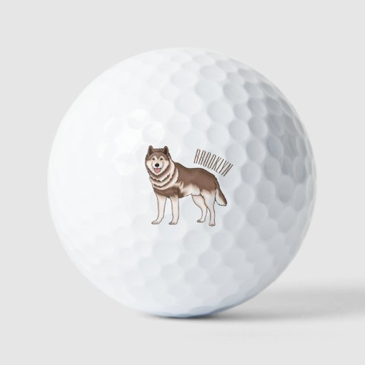 Balles De Golf dessin humoristique sibérien husky (Recto)