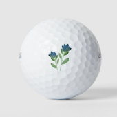 Balles De Golf Deux fleurs d'aquarelle bleu Indigo (Devant)
