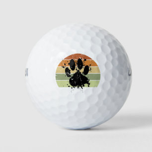 Balles De Golf Distresse Paint Spatter Dog Empreinte de patte Ret