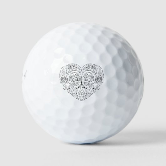 Balles De Golf Doodle cardiaque Abstrait (Devant)