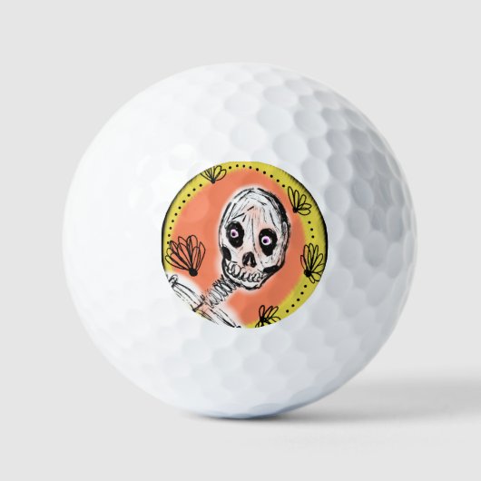 Balles De Golf Doodle d'Halloween squelette effrayant (Recto)