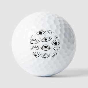 Balles De Golf Doodle eye, motif créatif sans couture.