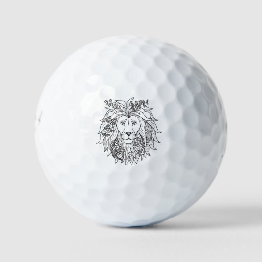 Balles De Golf Doodle Lion Et Fleurs (Devant)