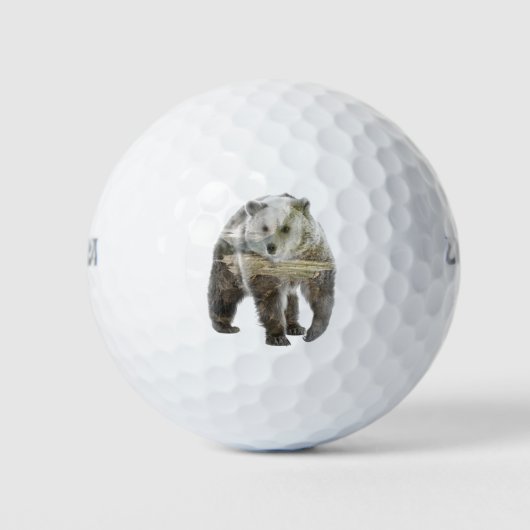 Balles De Golf Double exposition Ours et Bois (Devant)