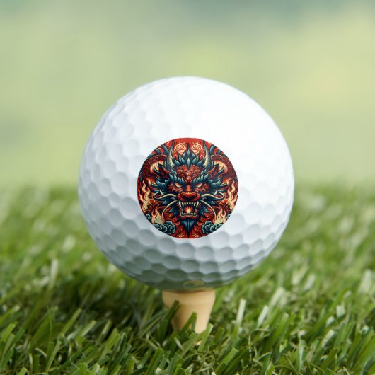 Balles De Golf Dragon chinois avec flammes (T-shirt Insitu)