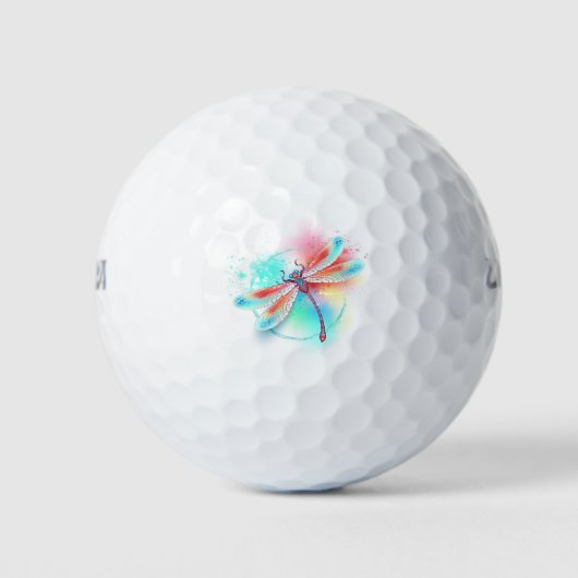 Balles De Golf Dragonfly rouge sur l'arrière - plan aquarelle (Devant)