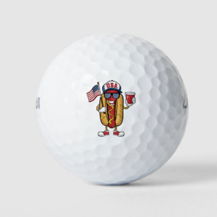 Balles De Golf Drapeau 4 juillet Hotdog Funny Patriotique USA