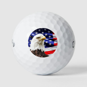 Balles De Golf Drapeau américain avec aigle chauve