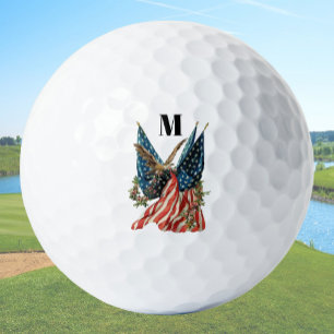 Balles De Golf Drapeau américain et monogramme personnalisé patri