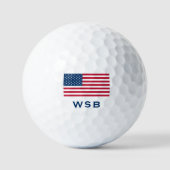 Balles De Golf Drapeau américain Monogram Golf Balls (Recto)