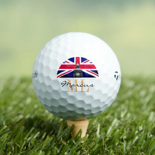 Balles De Golf Drapeau britannique monogramme & Royaume-Uni /UK G (T-shirt Insitu)