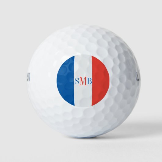 Balles De Golf Drapeau de France avec monogramme personnalisé (Devant)