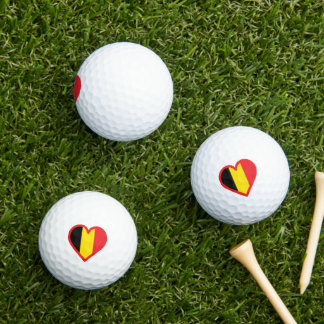 Balles De Golf Drapeau de la Belgique et motif de cœur