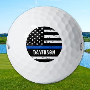 Balles De Golf Drapeau de ligne bleue mince Officier de police pe