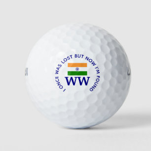 Balles De Golf Drapeau de l'INDE Monogramme chrétien Perdu et Tro
