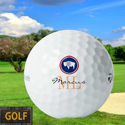 Balles De Golf Drapeau de Wyoming Monogramme & Wyoming, USA Golf